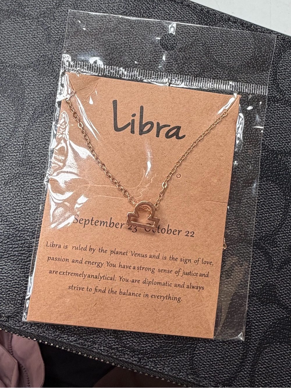 Libra Zodiac Necklace - Rose Gold Tone
